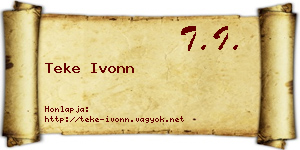 Teke Ivonn névjegykártya